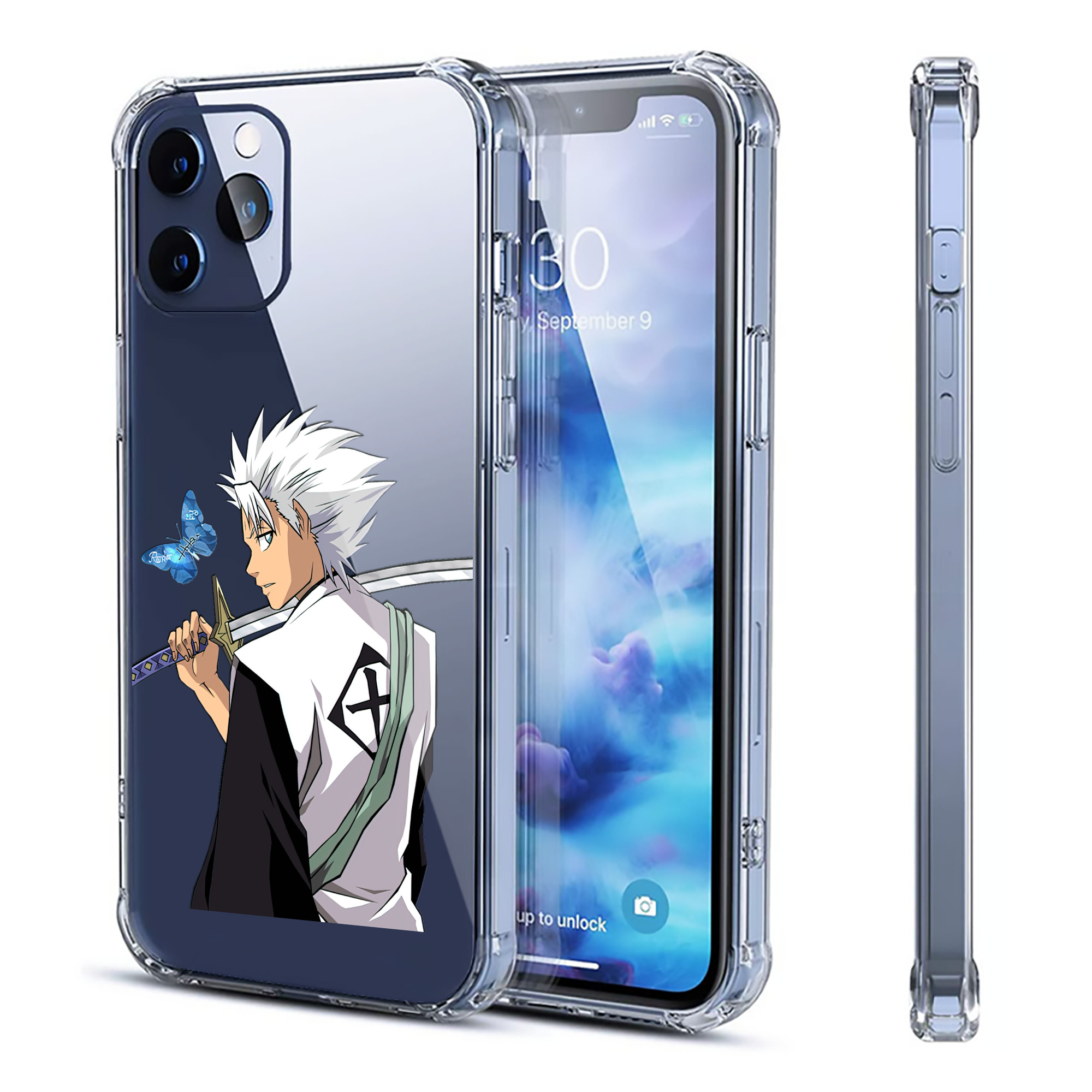 （画像用） ブリーチ 日番谷冬獅郎（ひつがや とうしろう） BLEACH Hitsugaya Toushirou 【iPhone 12シリーズ対応】透明スマホケース（クリアソフトケース）